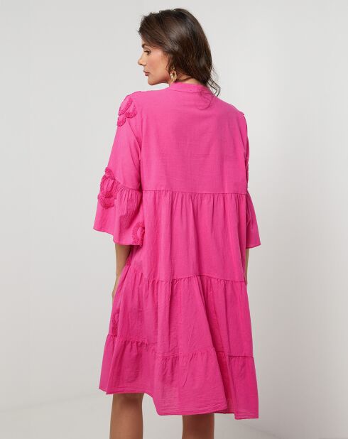 Anna fushia hemdjurk van 100% linnen