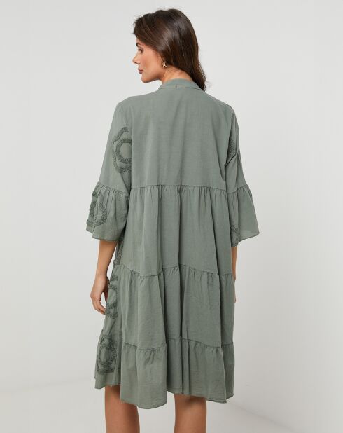 Robe Chemise 100% Lin Anna kaki