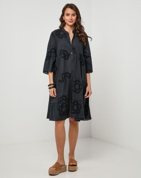 Robe Chemise 100% Lin Anna noir