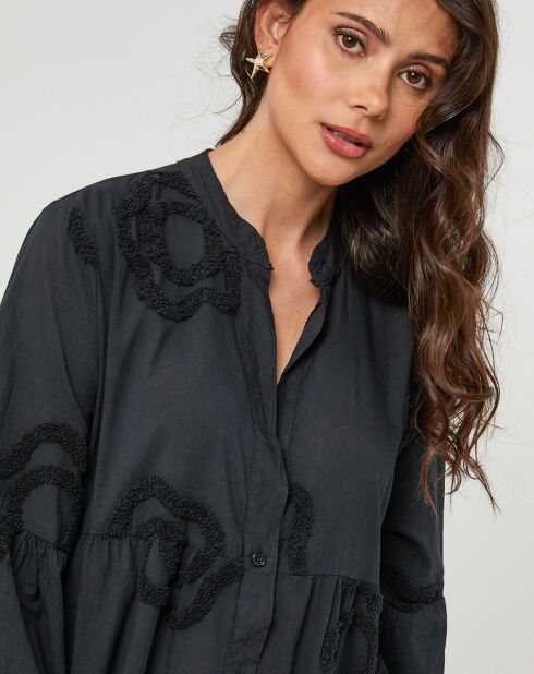Anna Hemdkleid aus 100% Leinen, schwarz