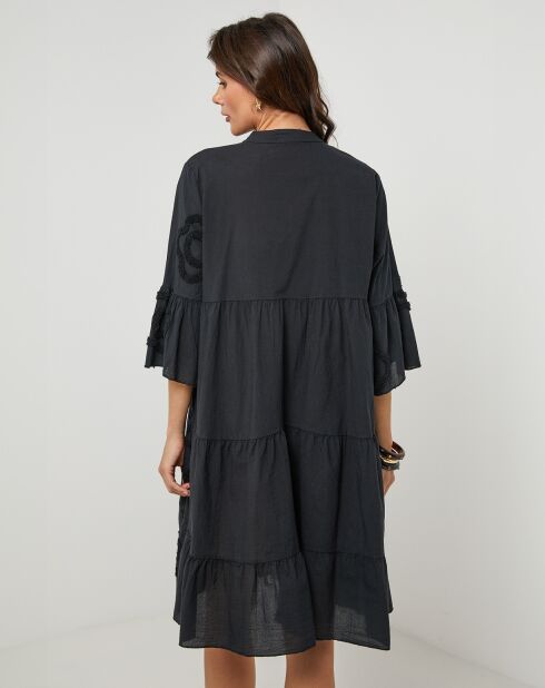 Anna Hemdkleid aus 100% Leinen, schwarz