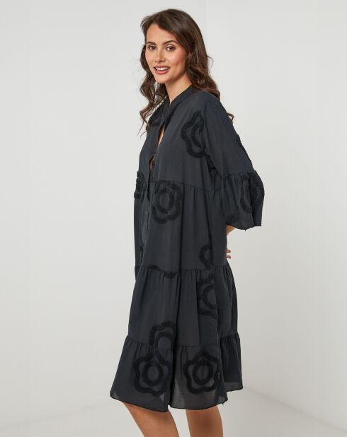 Anna Hemdkleid aus 100% Leinen, schwarz