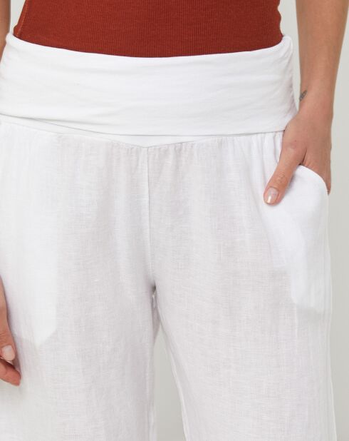 Weiße Paola-Hose aus 100% Leinen