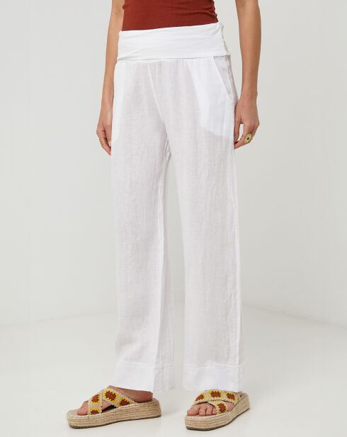 Weiße Paola-Hose aus 100% Leinen