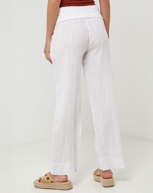 Weiße Paola-Hose aus 100% Leinen