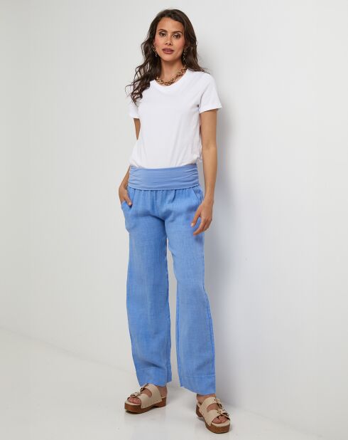 Paola indigobroek van 100% linnen
