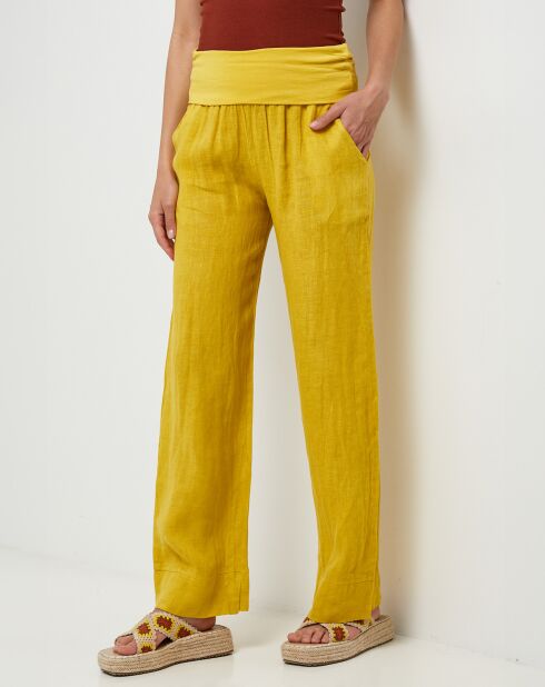 Pantalon 100% Lin Paola jaune