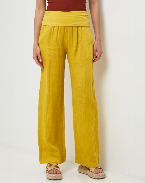 Pantalon 100% Lin Paola jaune
