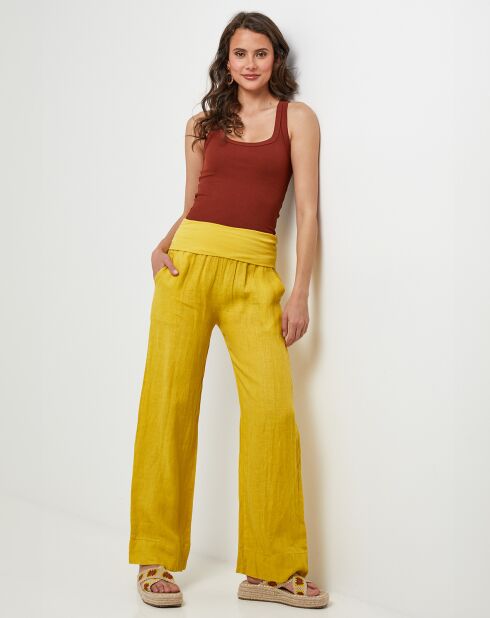 Pantalon 100% Lin Paola jaune