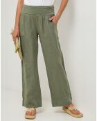 Pantalon 100% Lin Flora kaki