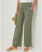 Pantalon 100% Lin Flora kaki