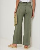 Pantalon 100% Lin Flora kaki