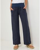 Navyblaue Hose aus 100% Leinen