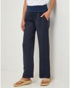 Navyblaue Hose aus 100% Leinen