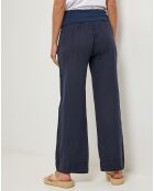 Navyblaue Hose aus 100% Leinen