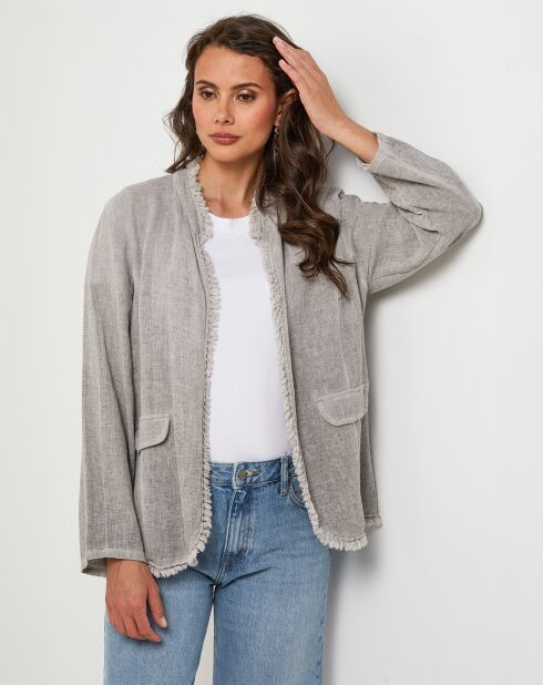 Giacca Manon taupe in lino e cotone