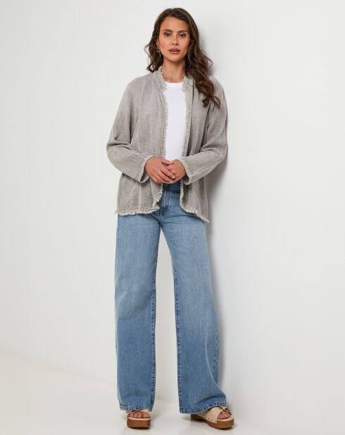 Giacca Manon taupe in lino e cotone