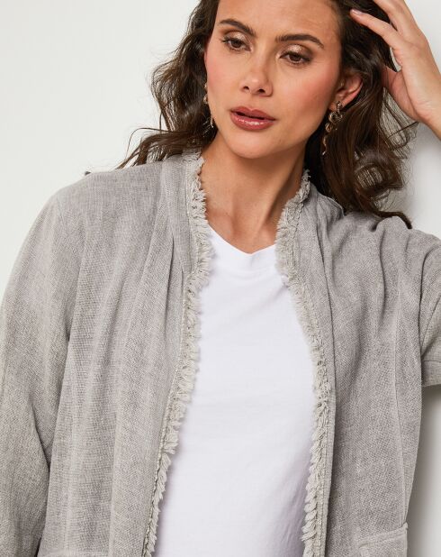 Giacca Manon taupe in lino e cotone