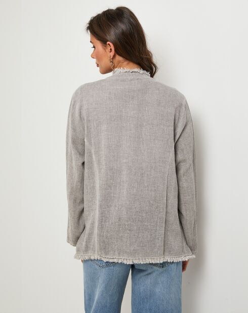 Giacca Manon taupe in lino e cotone
