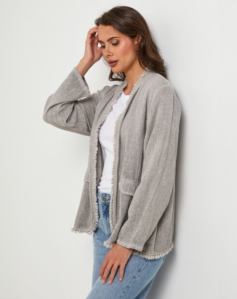 Giacca Manon taupe in lino e cotone