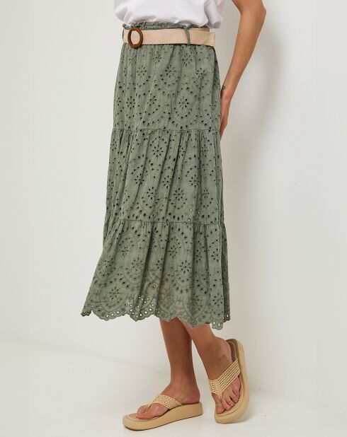 Falda Agathe caqui 100% lino