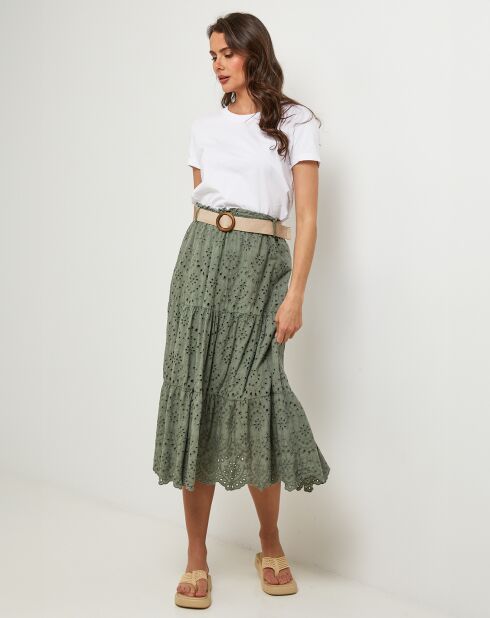 Falda Agathe caqui 100% lino