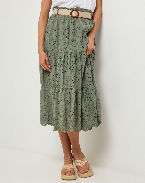 Falda Agathe caqui 100% lino