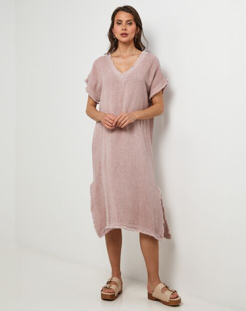 Robe en Lin & Coton Félicie rose pale