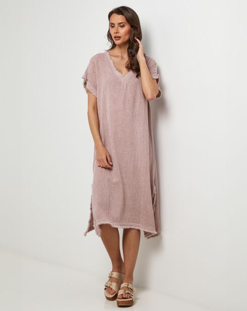 Robe en Lin & Coton Félicie rose pale