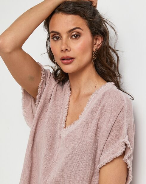 Robe en Lin & Coton Félicie rose pale