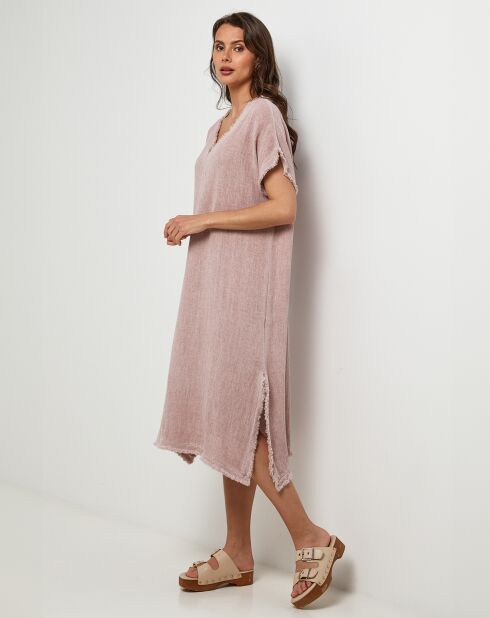 Robe en Lin & Coton Félicie rose pale