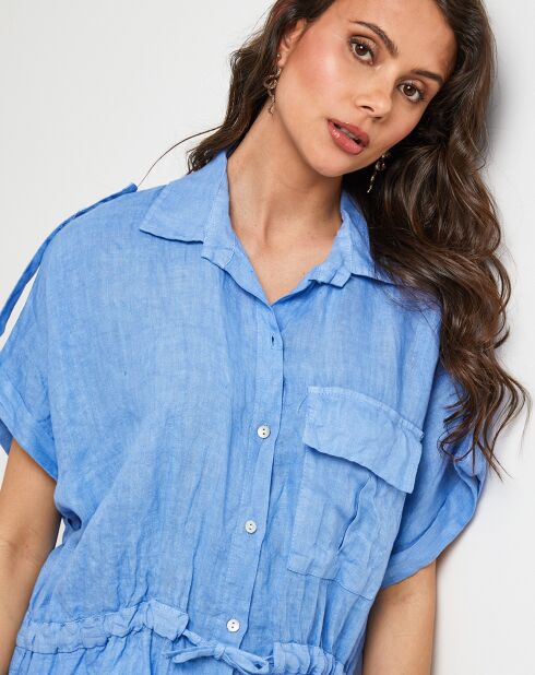 Chemise 100% Lin Juliette azur