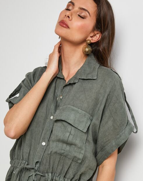 Chemise 100% Lin Juliette kaki
