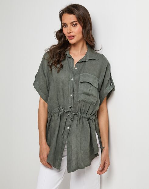 Chemise 100% Lin Juliette kaki