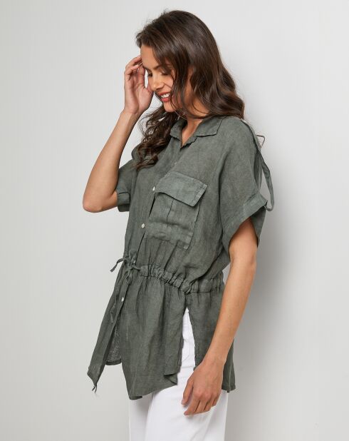 Chemise 100% Lin Juliette kaki