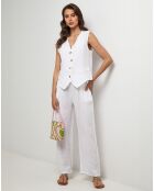 Gilet 100% Lin Léa blanc