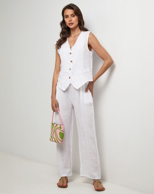 Gilet 100% Lin Léa blanc