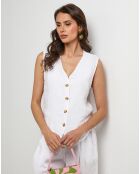 Gilet 100% Lin Léa blanc