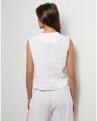 Gilet 100% Lin Léa blanc