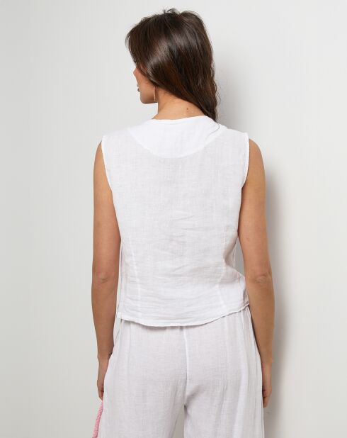 Gilet 100% Lin Léa blanc