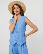Gilet 100% Lin Léa indigo