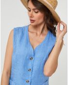Gilet 100% Lin Léa indigo