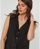 Gilet 100% Lin Léa noir
