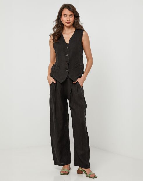 Gilet 100% Lin Léa noir