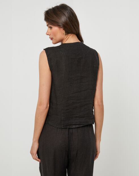 Chaleco Léa negro 100% lino