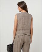 Gilet 100% Lin Léa taupe