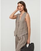 Gilet 100% Lin Léa taupe