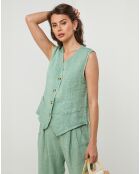 Gilet 100% Lin Léa vert
