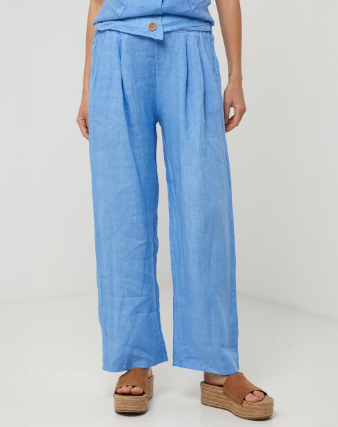 Victoire indigo broek van 100% linnen