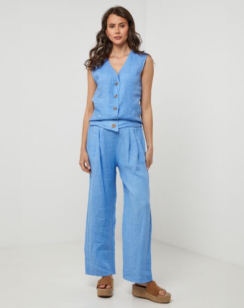 Victoire indigo broek van 100% linnen